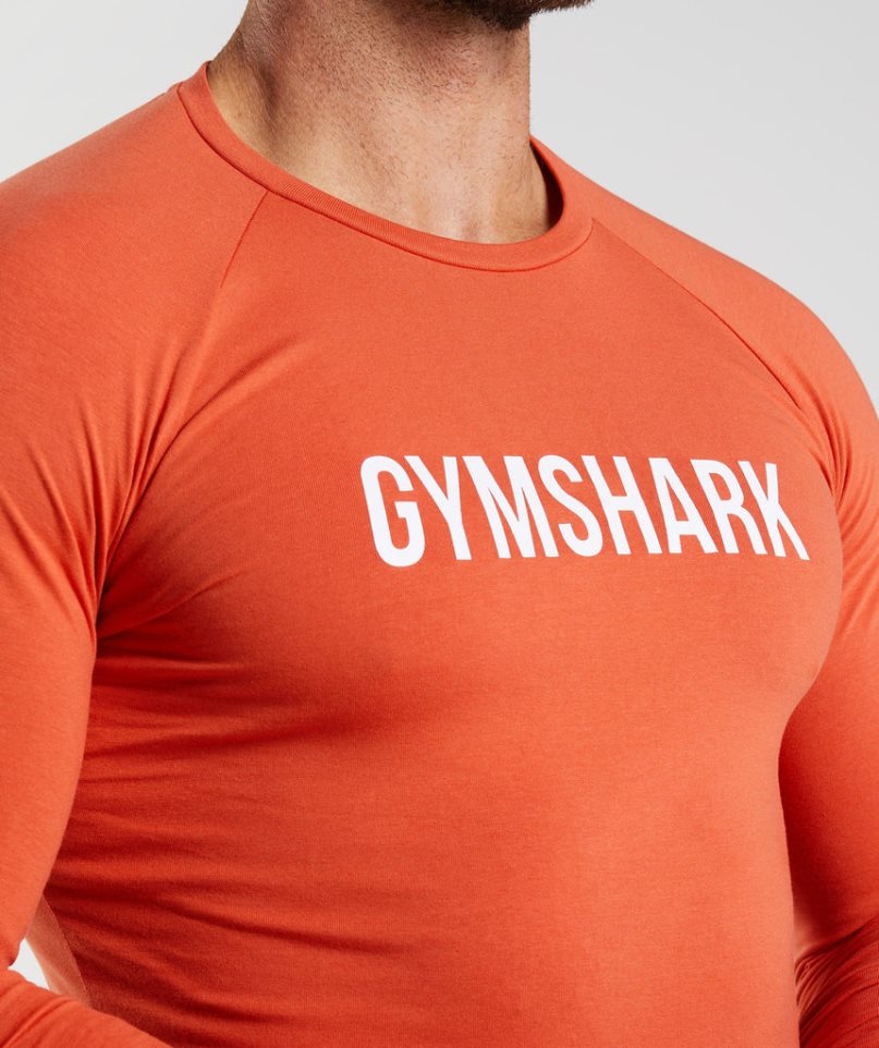 Men's Gymshark Apollo Long Sleeve T-Shirts Orange | NZ 7ZKFRC